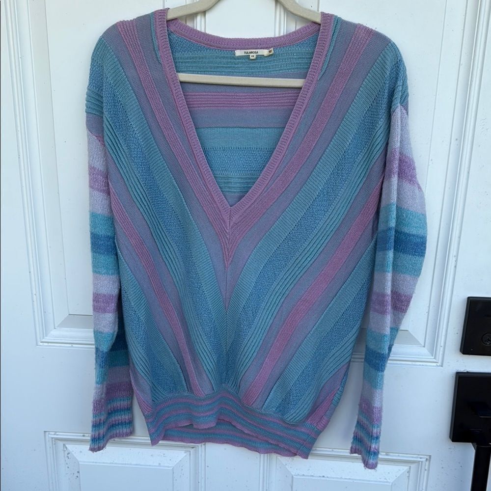 Tularosa Kinsley Sweater Size XS Pastel Blue Revolve - Striped V Neck Sweater